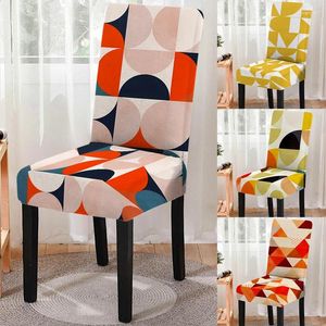 Chair Covers Elastic Geometric Print Dining Cover Strech Multicolor Slipcover Seat For Kitchen Stool Home Banquet Decor