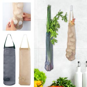 Förvaringspåsar hushåll lång strip frukt grönsak färsk mesh väska vikbar vägg hängande återanvändbar köksarrangör