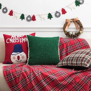 Pillow Christmas Gift Cover Red Green Pattern Lattice Sofa Car Home Decoration Pillowcase 45 45cm