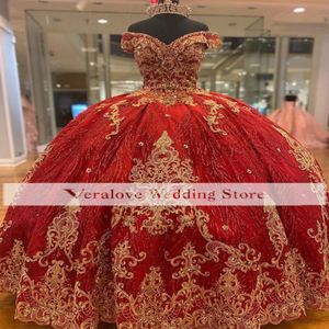 Charro Vestido De 15 A os Red Quinceanera Dresses Lace Applique Sequin Mexican Sweet 16 Birthday Prom Gowns Real Images 247B