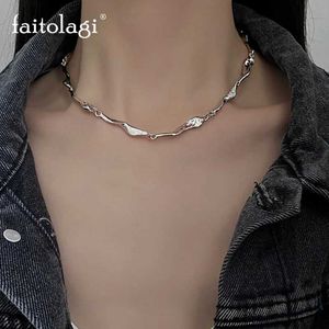Chokers Korean Kpop Irregular Zirconia Chain Necklace Suitable for Womens Punk Grunge Geometric Short Necklace Kravik Chain Necklace Egirl Jewelry d240514