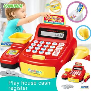 Calculadora de caixa de caixa infantil Childrens Toy Play House Toy With Light Sound Coins Supermarket Games Toys for Girls Boys 240514