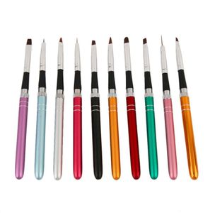 10 PCs Conjunto multi -profissional Kolinsky Hair Acrylic Pincel Set Painting Liner Pen para UV Gel Polish Manicure Nail Art Tools6137096