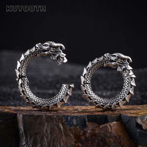 Kuyouth Trend Orecchini ad anello di draghi in rame Orecchini magneti Specifiche per perforazione Expander Gioielli Expander Stradata 5 mm 2pc 240430