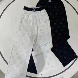 Lettera di strass per la vita elastica delle donne pattern di pantaloni lunghi sciolti pantaloni shinny smlxl