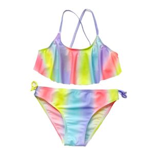 Dwuczęściowe wysokiej jakości bikini bikini set Falbala Childrens garnitur Dwuczęściowe stroje kąpielowe dla dziewcząt w wieku 2-16L2405