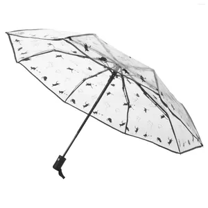 Guarda -chuvas três dobras transparentes transparentes backpachas dobráveis dobráveis para bolsa pvc portátil