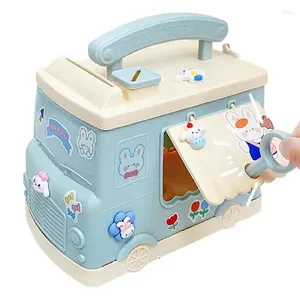 Aufbewahrungstaschen Autogeld Bank Kinder Safe Griff Design Geldautomaten mit Aufkleber Real Dollar Cartoon Change Box