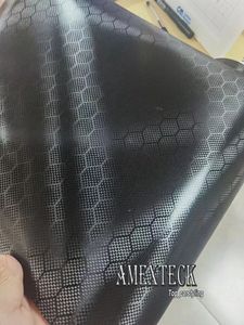 HD Honeycomb Black Carbon Vinyl Wrap Car Covering Film With Air Release Initial Low Tack Glue Self Adhesive Foil 1.52x18m 5X59ft With PET Liner