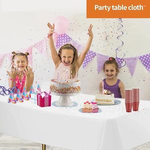 Tala de mesa de mesa branca toalha de mesa à prova d'água rosa usada para festa de aniversário de festas de aniversário Caspa de suprimentos para férias infantis