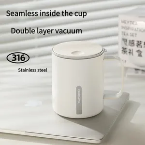 Mugs Safety 316 Stainless Steel Mug Office With Lid And Spoon Water Cup Teacup Warm Coffee Straight Drink Personal Gift