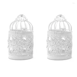 Candle Holders 2 Pcs Tea Wax Stand Bird Cage Hollow Candlestick Decoration Suitable For Hanging Or Desktop Home