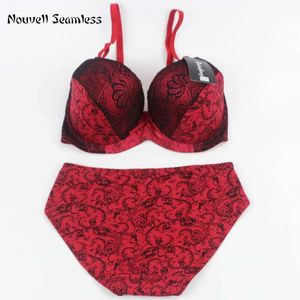 Bras Sets 2023 New Brand Sexy High-Quality Push Up Padded Underwire Bow Bras Set Lace Flower Underwear For Womes Large Size Lingerie Y240513