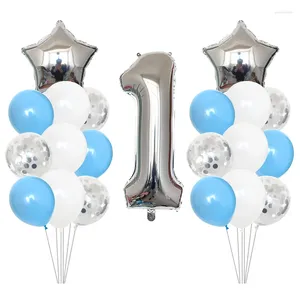 Partydekoration 1Set 32 -Zoll Nummer 1 Folienballons Babyparty 1. Geburtstag Dekor Konfetti Ballon Boy Girl Balls Helium Globos