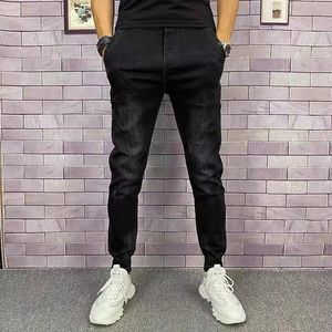 Trousers Black Mens Jeans Stretch Harem Man Cowboy Pants Elastic Slim Fit Tight Pipe Skinny Casual Fashion Washed Original 240513