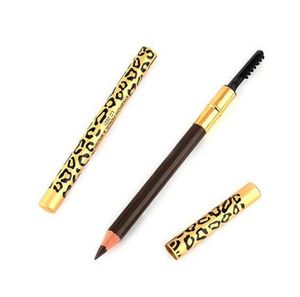 Hela Fashion Leopard Eyeliner Pencil Eyebrow Brush med 2 sidor Vattentäta brunt svarta ögonfoder Pen Women Eyes Beauty Mak9257773