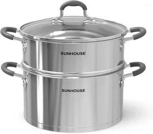 Double Boilers 5.5 Quarts Multipurpose Stock Pot And Steamer With PFOA-free 18/10 Stainless Steel Steam For Cooking Vegetables