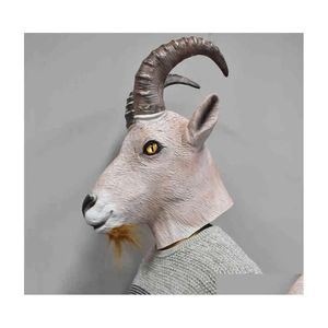 Zwierząt Głowa Party Maski Antelope Goat Mask Nowator Halloween Costume Lateks Fl Masquerade for Adts