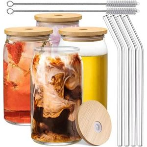 USA/CA Warehouse 16oz Coffee Glass Bebing Sublimation Snow Globe Soda lata mais refrigerada Copo de caneca Tumbler de copo de bambu com palha 5114