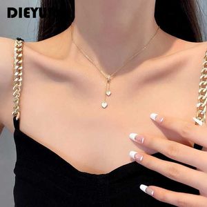 Pendant Necklaces DIEYURO 316L stainless steel niche design shell girl necklace INS layered adjustable exquisite Kravik chain sweet jewelry J240513