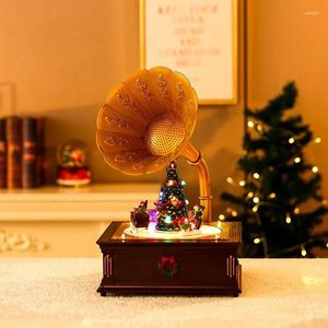 Estatuetas decorativas caixa de música de natal criativa Máquina de gravação rotativa banda luminosa bar de café