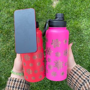 32oz powder coated mirror copper plated underneath water bottle with magnetic phone holder outdoor sports water bottle travel coffee tumblers