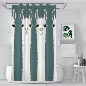 Duş perdeleri lama ikizleri su geçirmez kumaş komik banyo dekor kancalar ev aksesuarları
