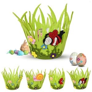 Storage Bags Easter Basket Playset Party DIY Cute Bee Snail Butterfly Kids Fabric Round Baske Gifts Home Decorations