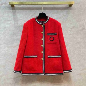 Designer de jaquetas femininas Indústria pesada 24 Primavera No início da versão Red Tweed Coat Women Loose LOOD LOOL LOOL LOOD TWEED TOP V62L