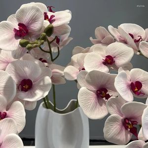 装飾的な花3D印刷シミュレーションシリコンコットンホワイトバタフライラン人工緑の植物偽の花レストランの装飾