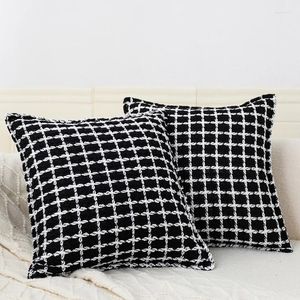 Kudde Light Luxury Cover Simple Modern Black and White Woven 45x45cm för vardagsrumsstol Sofa Dekorativ