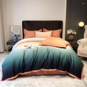 Sängkläder sätter lyx Progressiv färgtryck Set Premium Soft Silky Egyptian Cotton Däcke Cover Mittade lakan Kudde med 4 st