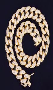 22mm Baguette Zircon Miami Cuban Link Necklace Choker Iced out Men039s Hip hop Street Rock Jewelry Gold Silver Chain 16quot 11764805