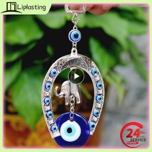 Figurki dekoracyjne Turkish Blue Eye Podkowy z słoniem i wstążką Wisząc Amulet Enityczne Lucky Gift Wiselanty Dekoracje samochodu domowego dekoracje