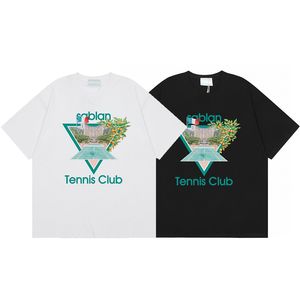 24SS春夏ヨーロッパパリフランスフラグテニスコートプリントティーファッションメンズ半袖グラフィックTシャツ女性服カジュアルコットンTシャツ0514