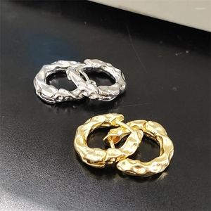 Hoop Earrings 2024 Punk Gold Plated Chunky Irregular Hammered For Women Minimalist Geometric Twisted Polished Ear Ring