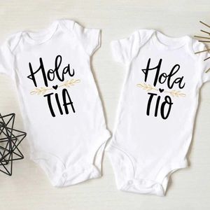 Rompers Hola Tio Tia Graviditet tillkännager Baby Tight Montering Clothing Baby Clothing Casual Clothing New Farbror Graviditet Giftl2405