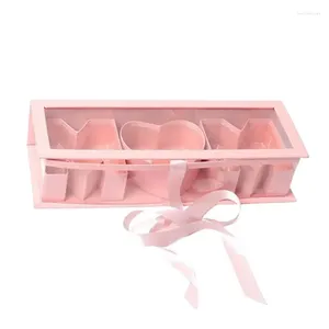 Gift Wrap Ribbon Bow Surprise Packaging Box Mother's Day Jewelry Packing Wrapping Transparent MOM Letter Shape Design