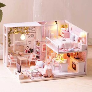 Архитектура/DIY House Деревянный мини -кукольный дом DIY ручная дуплексная квартира Производство 3D -головоломка