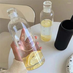 Vattenflaskor Transparent mjölksaft Simple Cup Hög färgvärde Tidsskala för sportresor stor kapacitet 500 ml Drinkware Drink Gift