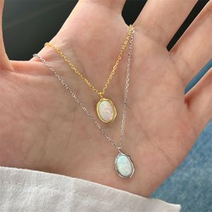 luxury 18k gold necklace designer for woman party 925 sterling silver chain synthetic opal fashion chokers necklaces jewelry womens firend christmas gift box