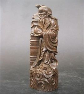 Collectibles Chinese Agarwood Wood Hand Carved statue Fu lu shoulongevity5001966