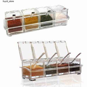 Storage Boxes Bins Transparent seasoning box set of 4 crystal seasoning storage containers with spoon transparent seasoning rack pepper and spice jar S24513