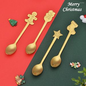 Spoons Beautiful Christmas Tableware Stainless Steel Gingerbread Man Coffeeware Teaware Cute Gift Mini Ice Cream Powder Flatware