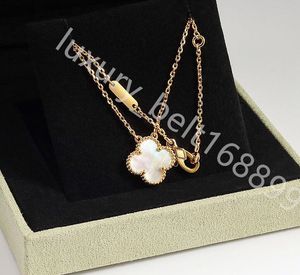 Moda nowe kwiaty koniczyny Naszyjnik wisiorek Pearl Mother Stal nierdzewna Plane Złota Kobiet Dziewczyna Walentynkowa Mother's Day zaręczyny Czteroletnie Naszyjniki Cleef Asd