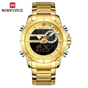 Naviforce Top Luxury Original Sports Wrist Watch for Men Quartz Steel Waterproof Dual Display Military Watches Relogio Masculino