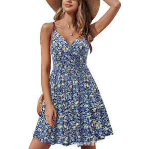 Dress Design Womens sexy V-neck strap beach skirt pocket 9RAFX