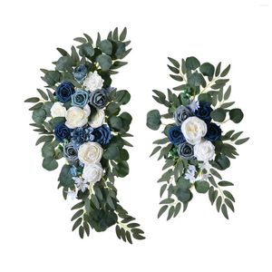 Flores decorativas 2x Arch Centerpiece Decoração rústica Swag artificial Rose Flower para a cadeira de mesa Holiday Arbor Holiday