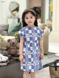 Top Girls Party Dress Blue and White Ploid Design Gonna per bambini taglia da 100-160 cm Designer Designer Abito estate Princess 24pril