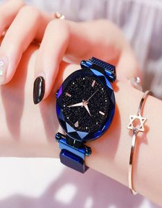 Luxury Women Starry Sky Mesh Magnetic Analog Quartz Watch Ladies Female Waterproof Lumious Casual Bracelet Dress Wristwatch Clock7524709